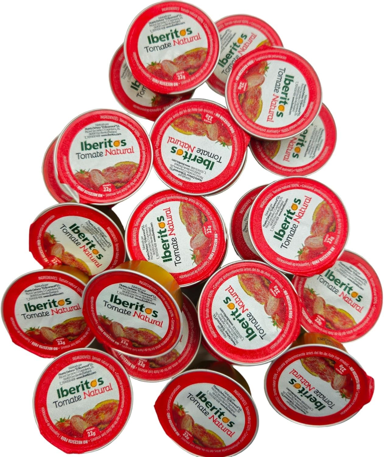 Iberitos Tomate Natural Rallado Monodosis 120x22g | Expositor Especial Hostelería | Tomate 100% Natural para Tostadas y Desayunos | Formato Individual Práctico Bares, Hoteles y Catering - ENVIO en 24h
