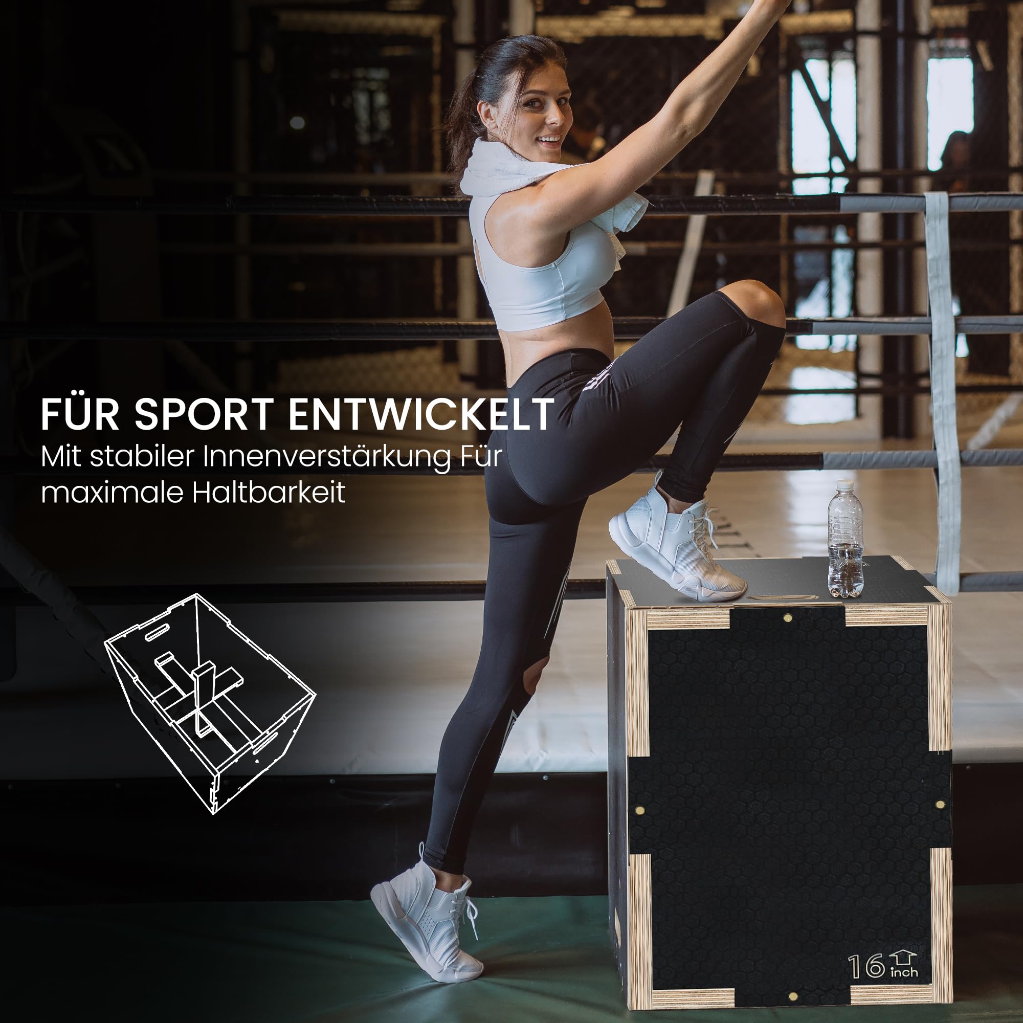 SPORTNOW 3 in 1 Plyo Box, Sprungbox aus Holz, Plyometric Plattform mit Griff, Plyometrisches Training, Sprungtrainer für Zuhause, Fitnessstudio, Schwarz