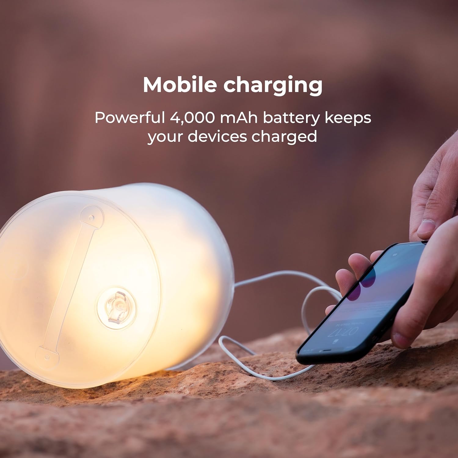 BioLite Luci Base Camp: Inflatable Lantern Rechargeable via Solar or USB-C + Phone Charger, 360 Lumens White LEDs, Matte Finish, Lasts Up to 100 hrs, Waterproof, Camping, Backpacking, Emergencies