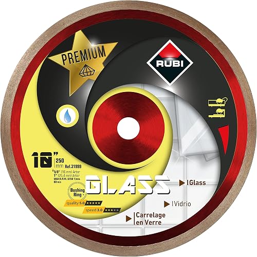 10" Diamond Blade for Glass Cutting – Premium RUBI Wet Cutting Blade for Glass Mosaic, Glass Blocks, Vitreous Materials – Low Speed Performance