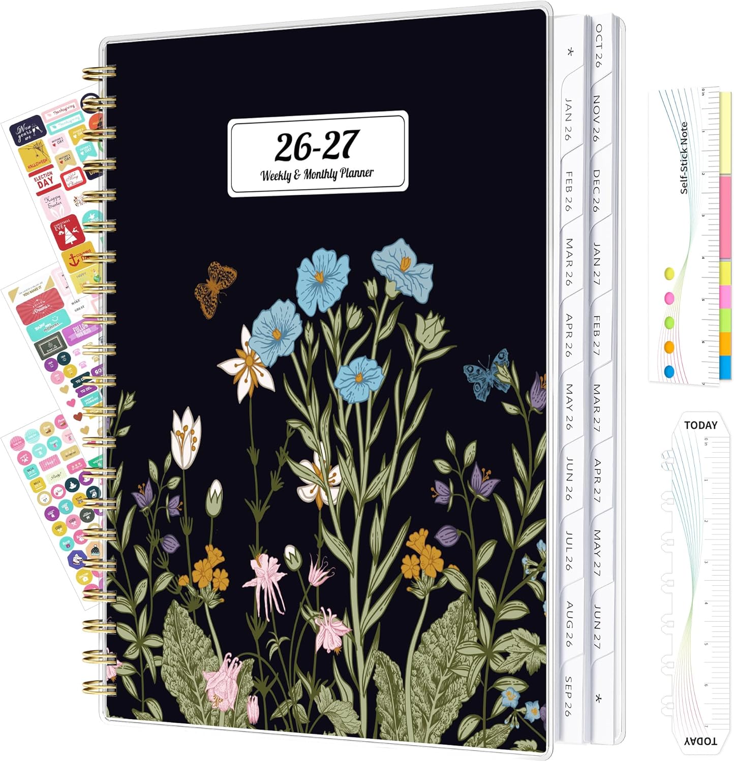 Ospelelf 2026 2027 Planner Weekly and Monthly Calendar Spiral Bound, A4 Office Supplies For Women & Men, 18 Months PVC Cover Life Planners with Stickers Polka Dots