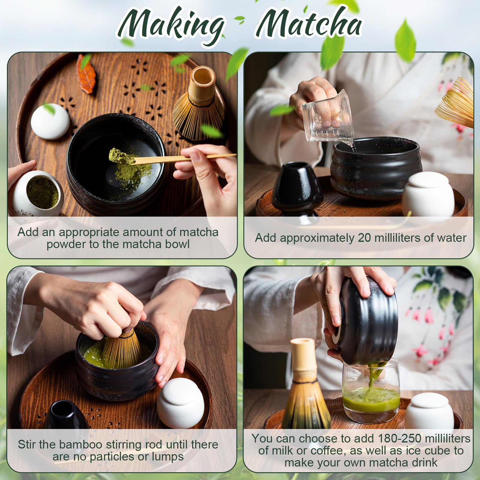 Ensemble Fouet Matcha Bambou Traditionnel – Chasen, Cuillère Et Pince – Kit Cérémonie Du Thé Matcha Authentique