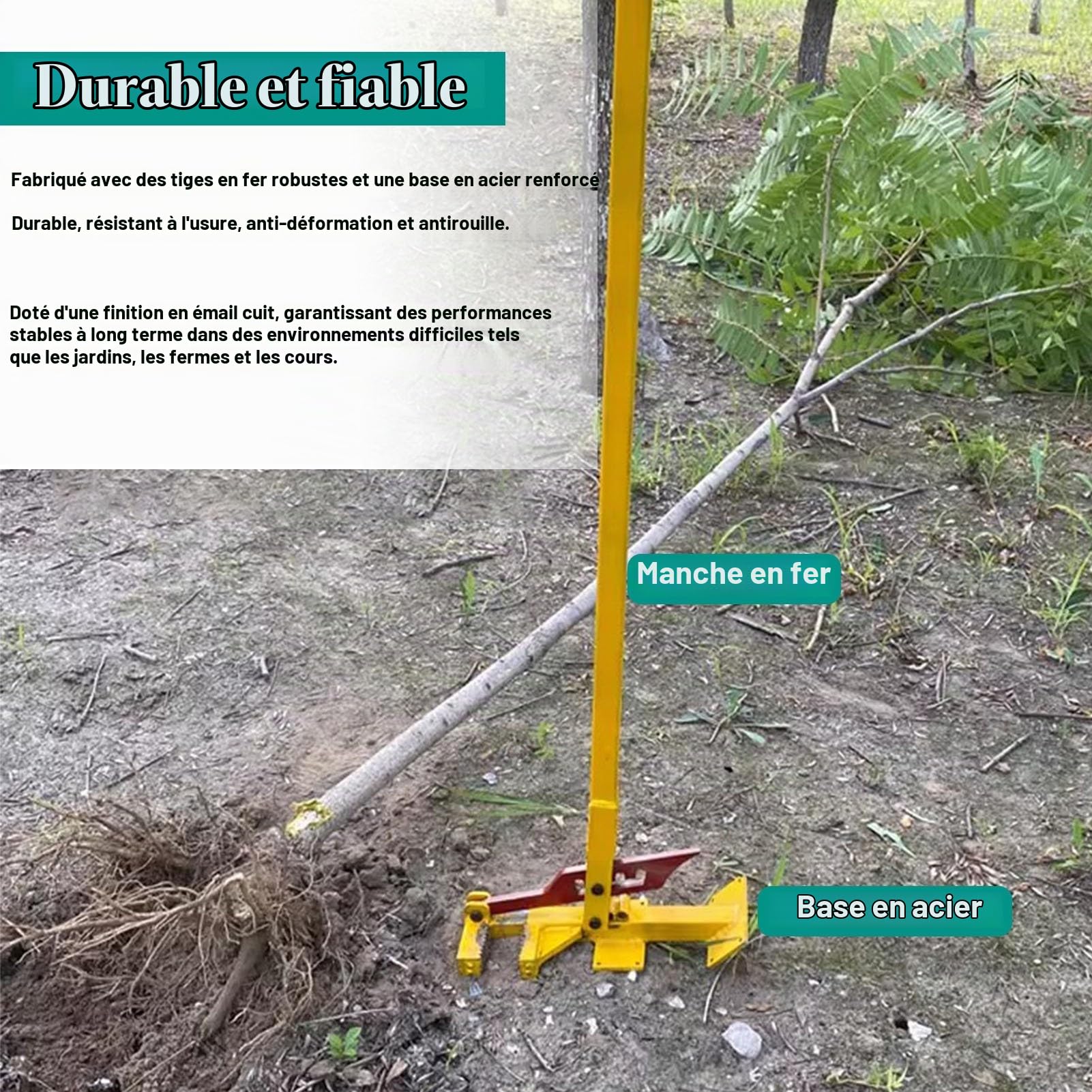Extracteur Arrache-Souche de Grande Taille à Haut Levier - Déracine Complètement les Tiges Ligneuses de 3-9 cm, Outil de Retrait de Piquet Métallique pour Arbres/Arbustes/Vignes