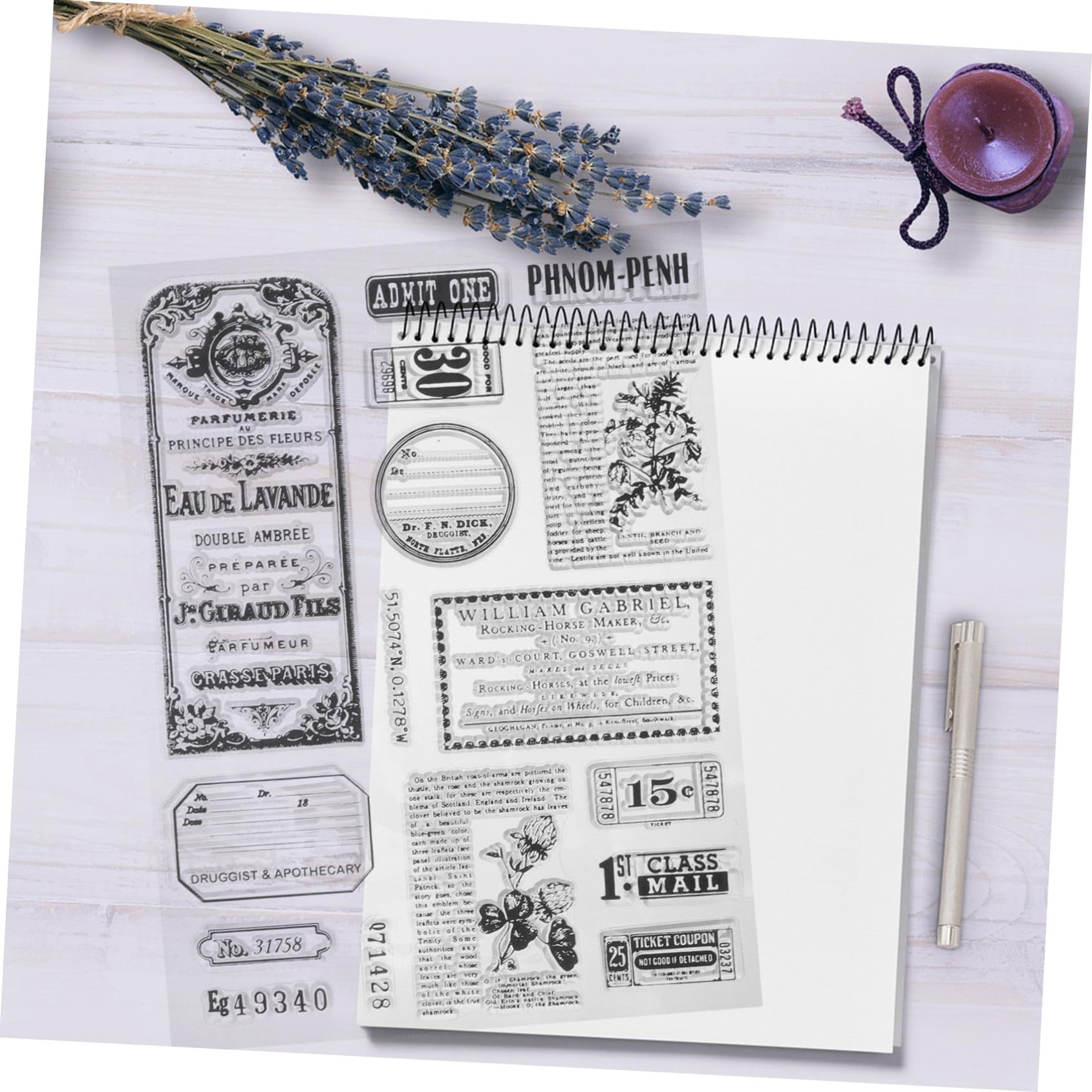 5 Set Scrapbooking d'Epoca Libro di Scarto Rottame Timbro Autoinchiostrante Creazione Timbro di Firma Francobolli Alfabeti Album Adesivi Veloce Timbro in Silicone Trasparente Black
