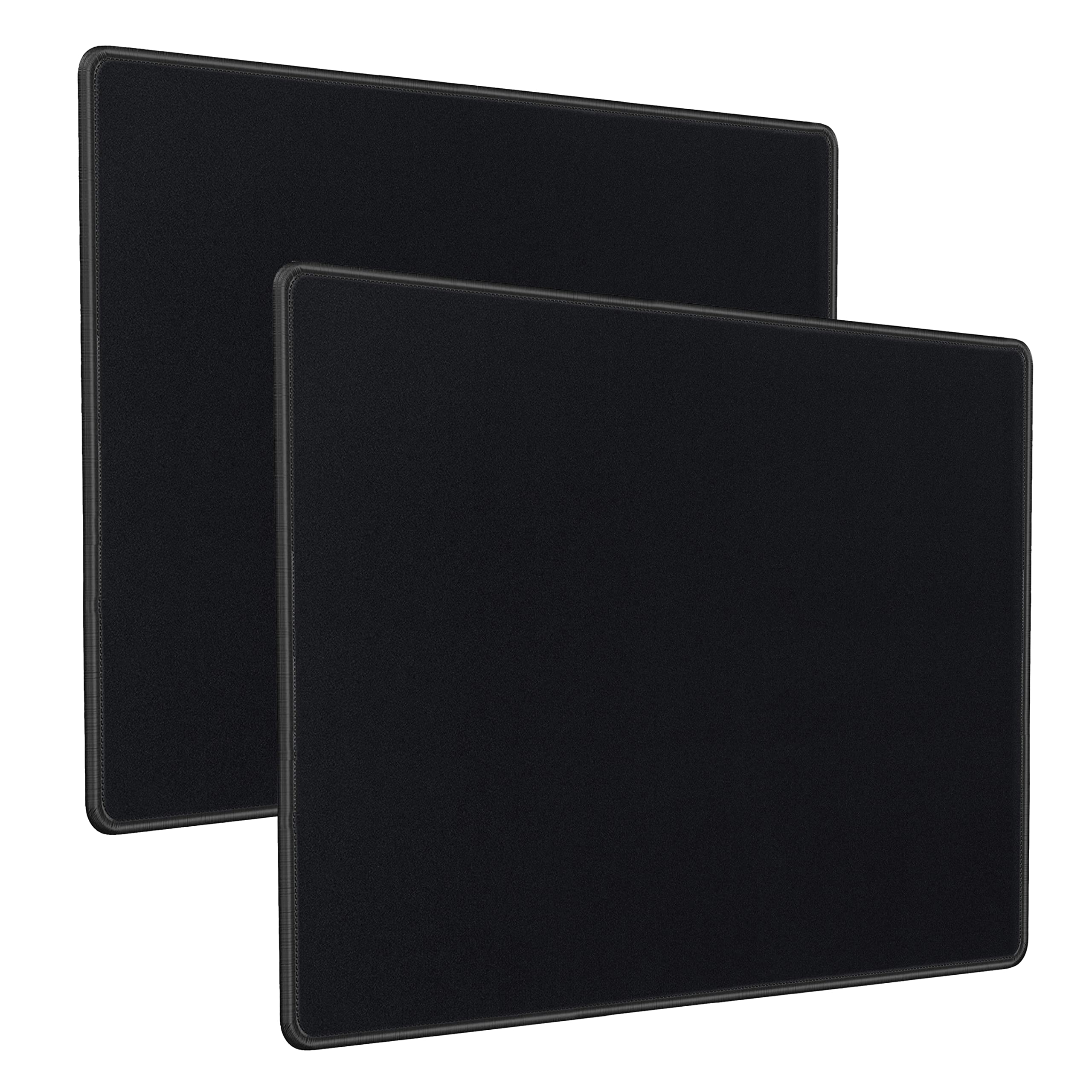 RiaTech 2 Pack (250mm x 210mm x 2mm) Gaming Mouse Pad for Laptop/Computer with Stitched Embroidery Edges and Water Resistance Coating - Black with Black Border