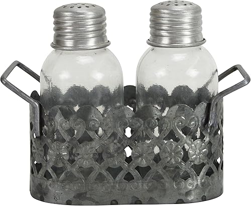 Juego de salero y pimentero con corte de metal galvanizado