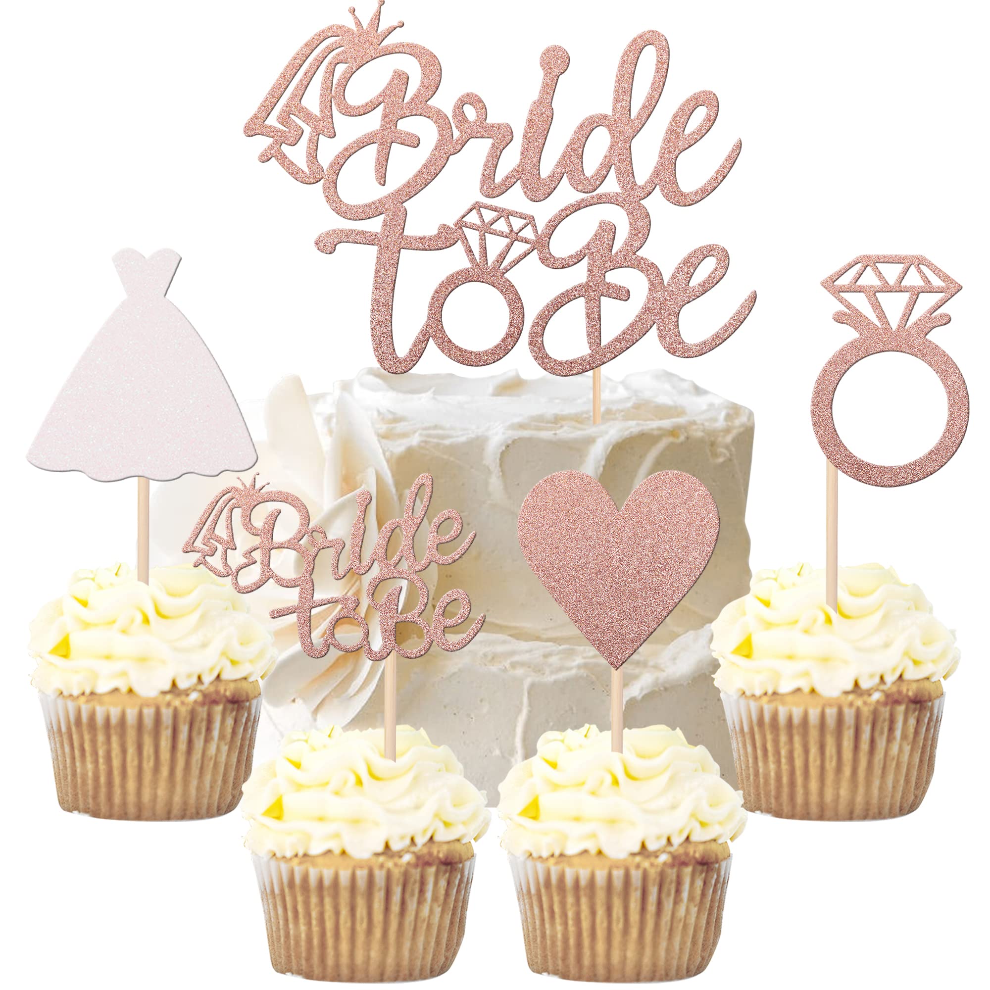 Xsstarmi 24 decorazioni per cupcake con scritta Bride to Be, con