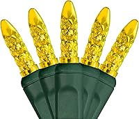 Vista 1 de Wintergreen Lighting - Juego de luces de Navidad LED M5 facetadas doradas de 70 unidades, 24 pies, cable verde, mini guirnalda de grado comercial