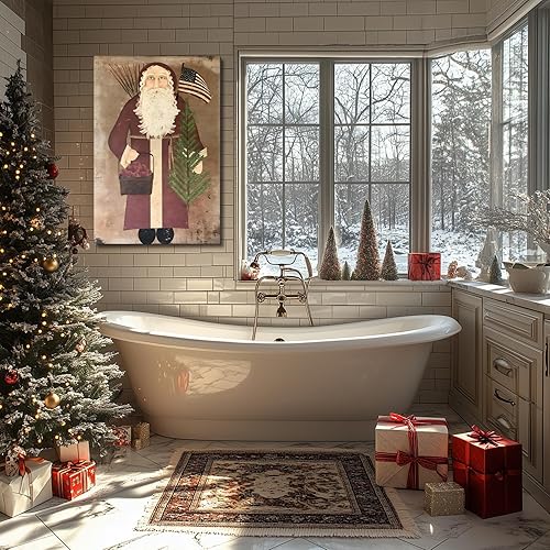 Miniatura 6 de FLZYKGPA Impresiones artísticas retro de Navidad de 12 x 18 pulgadas, lienzo navideño de Papá Noel, póster de Navidad de granja de invierno,