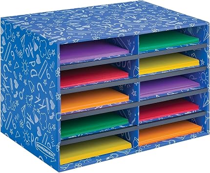 Bankers Box 10-Compartment Mail Sorter, 19.5 x 12.375, Blue