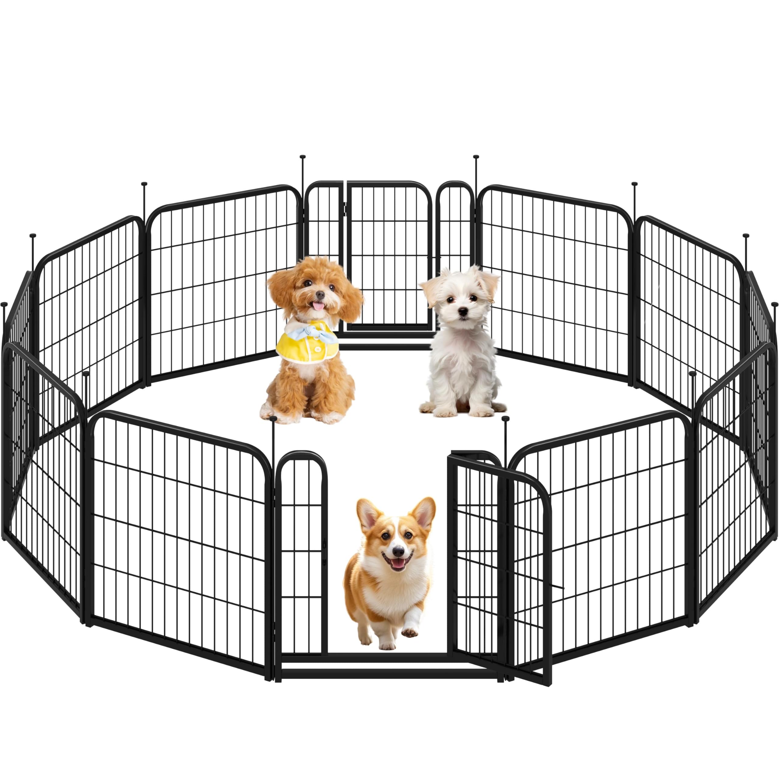 Yaheetech Dog Pen 60cm 12 Panels Suitable for Medium Dogs Heavy Duty Puppy Playpen Pet Exercise Fence for Indoor/Outdoor
