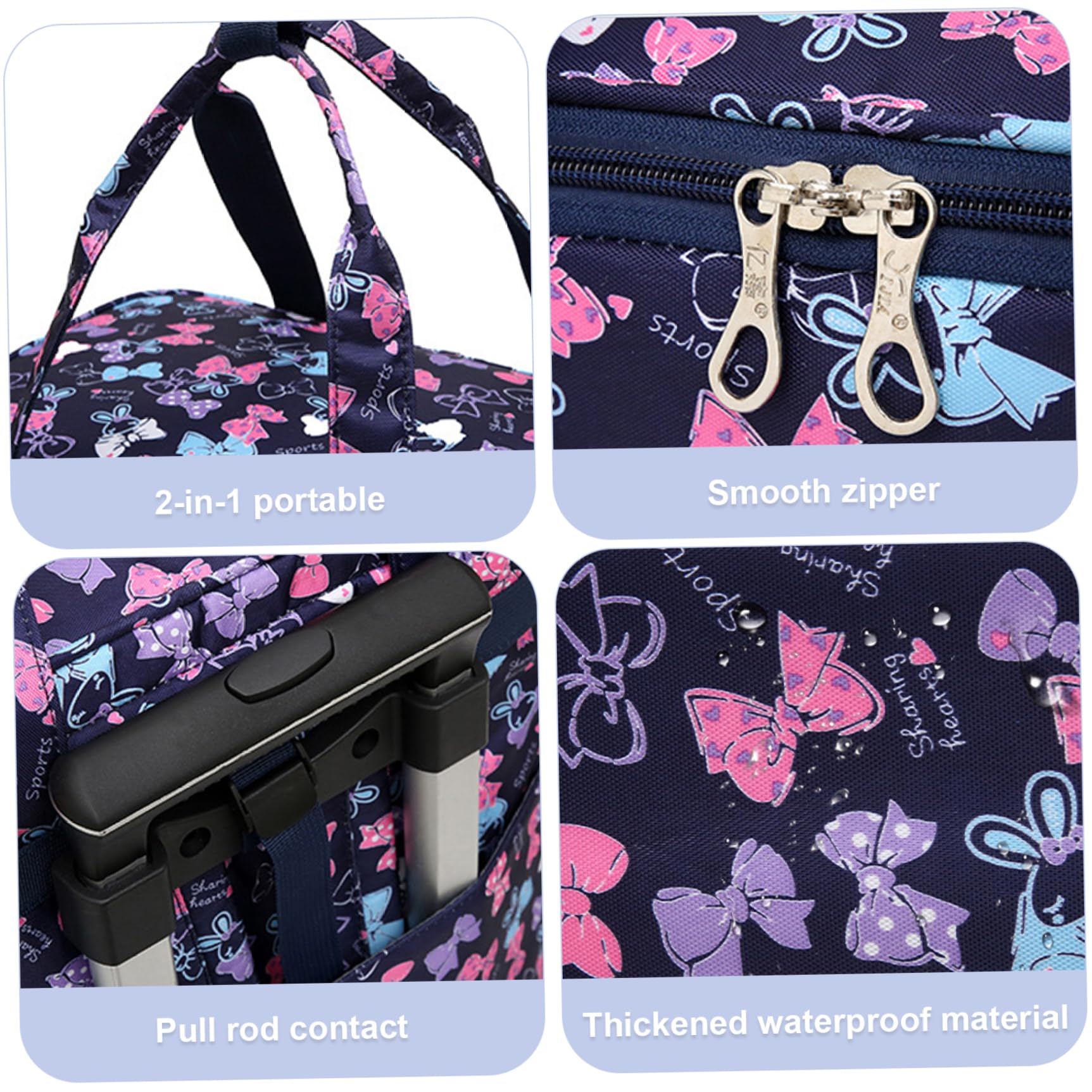 Borsa frigo con ruote e maniglia 14x8x18 pollici in tessuto Oxford 3 in 1 Borsa frigo portatile con ghiacciaia interna isolata con ruote per campeggio, picnic, escursionismo, spiaggia, rotolamento
