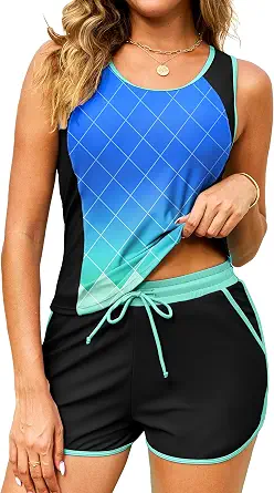 Arolina Tankini Swimsuits for Women Two Piece Athletic Bathing Suits with Pockets