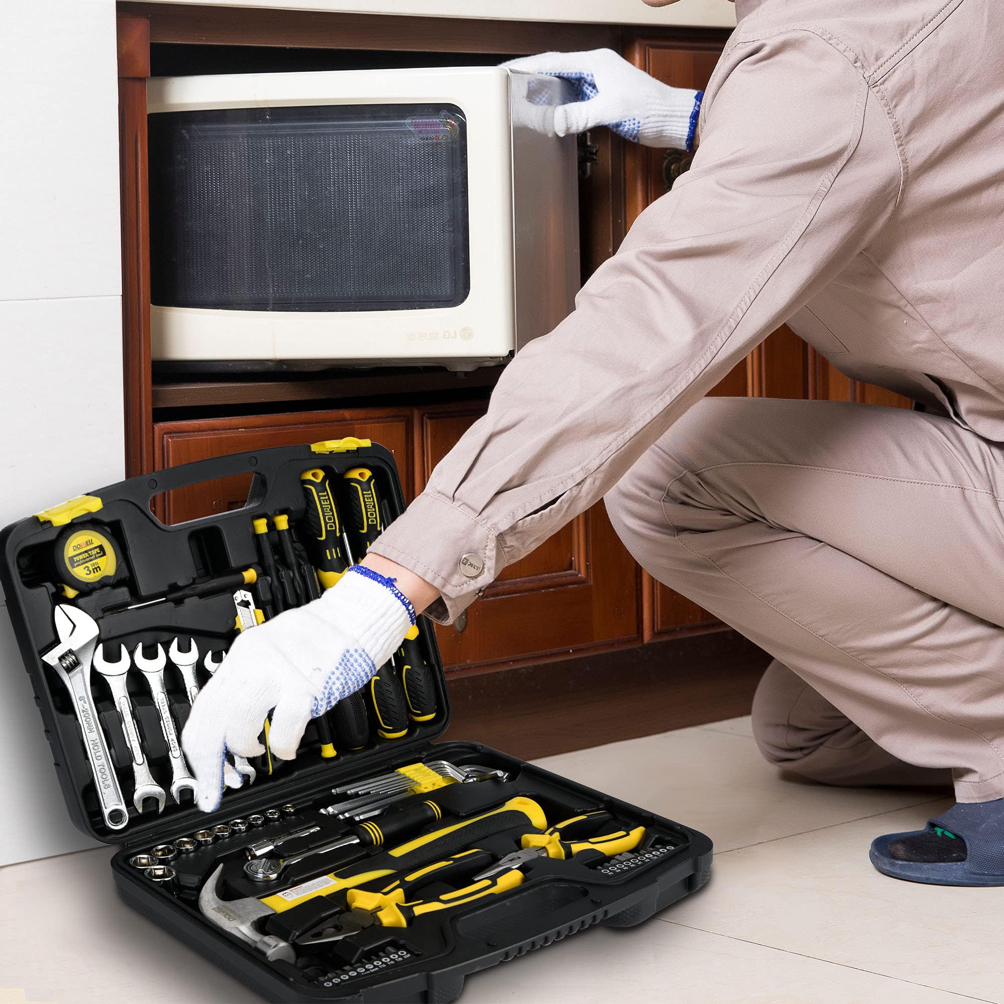 DOWELL Kit de Herramientas Mecánicas y Manuales de 61 Piezas Con Caja de Plástico