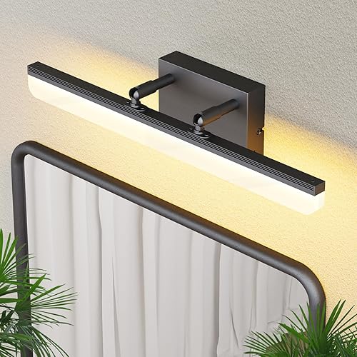 Lámpara LED negra de 15.7 pulgadas para tocador de baño, 5 CCT, accesorio de montaje en pared regulable con ángulo ajustable, iluminación moderna