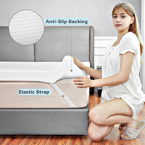 Miniatura 4 de Cistny Cubrecolchón de espuma viscoelástica, tamaño individual de 3 pulgadas, cubrecolchón de espuma individual para aliviar la presión del dolor de