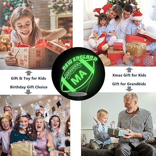 Miniatura 9 de Luz nocturna de fútbol 3D Filadelfia, regalos de fútbol, luz de iluminación 3D, regalo para niños, 16 colores cambiantes, control remoto,