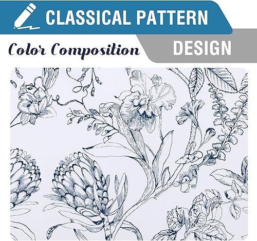 Miniatura 4 de H.VERSAILTEX Cortinas 100% de opacidad para sala de estar, cortinas opacas florales de camelia de 63 pulgadas de largo, cortinas de tratamiento de