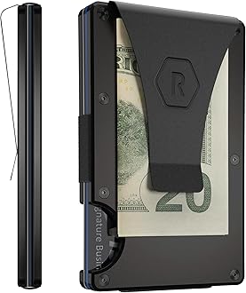 The RidgeWallet - Slim Minimalist Compact Wallet and Card Holder| RFID Protected Front Pocket Wallets | Integrated Money Clip | Royal Black