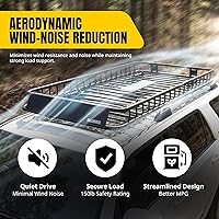 Vista 5 de MAXXHAUL 50506, soporte para techo universal de acero de alta resistencia, 64" x 39" x 6", color negro