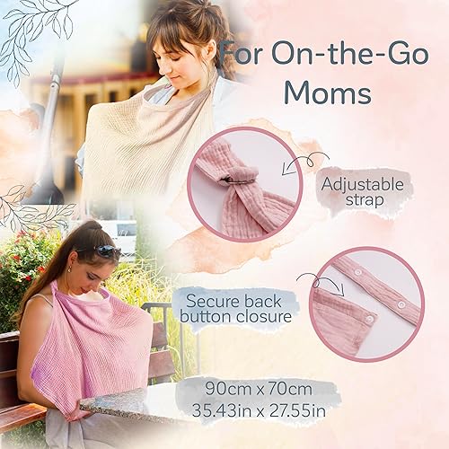 Vista 5 de Kiddycare Funda de lactancia, fundas de muselina de algodón para lactancia de privacidad, suave con la piel del bebé, fundas discretas