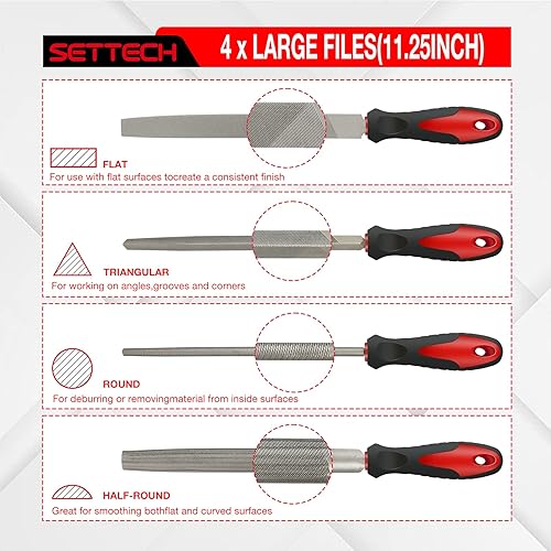 Miniatura 2 de Juego de 31 raspadores de metal y madera, medio redondotriánguloplano, 4 herramientas grandes, 14 limas de agujas y un par de limas eléctricas, 1