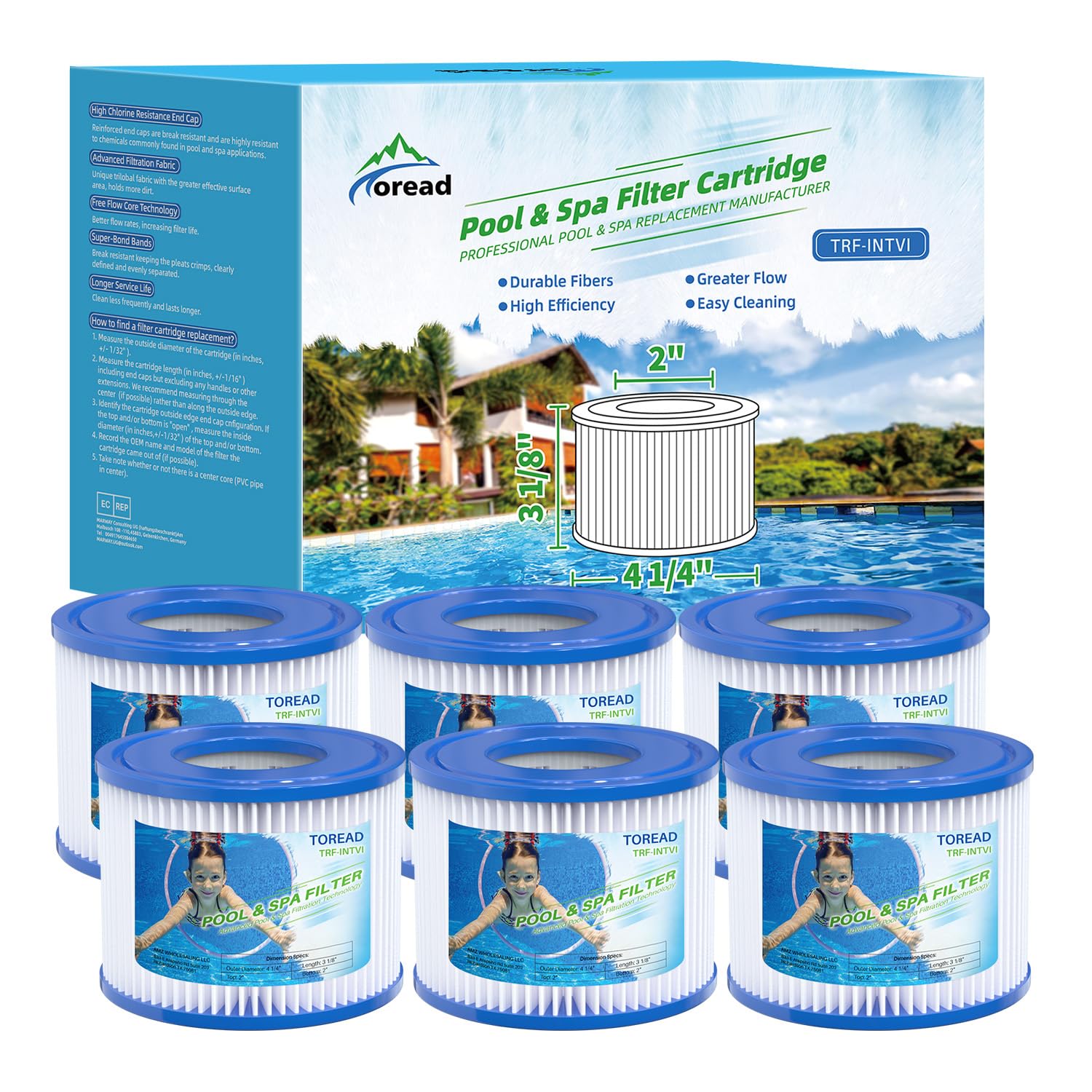TOREAD Replacement Bestway Hot Tub Spa Filter Replacement for Type VI, Coleman SaluSpa 90352E, Lay-Z-Spa Miami, 6PC-picture-26