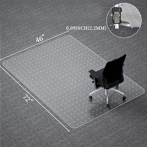 Miniatura 7 de Tapete para silla de oficina para suelo alfombrado, 46 x 72 pulgadas, protector de suelo grande transparente de plástico fácil de deslizar, tapete