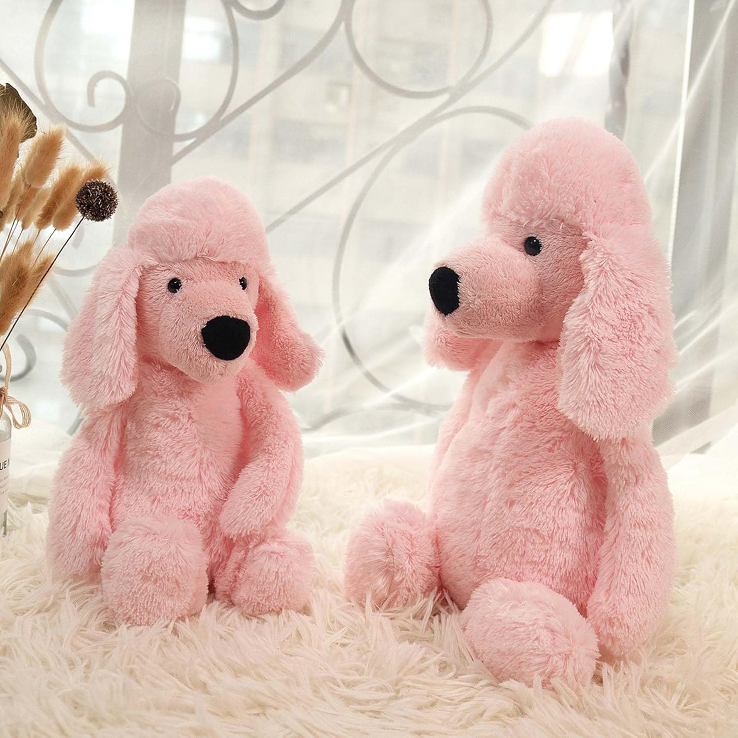 Plush Poodle Puppy Stuffed Animals Toys Pink Dog Dolls Gifts for Kids Boys Girls 12 Inches - Image 4