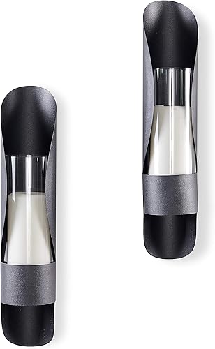 Danya B. SE2137 - Candelabros de pared de hierro y vidrio, portavelas de metal para abrazar con huracanes de cristal, juego de 2, color negro