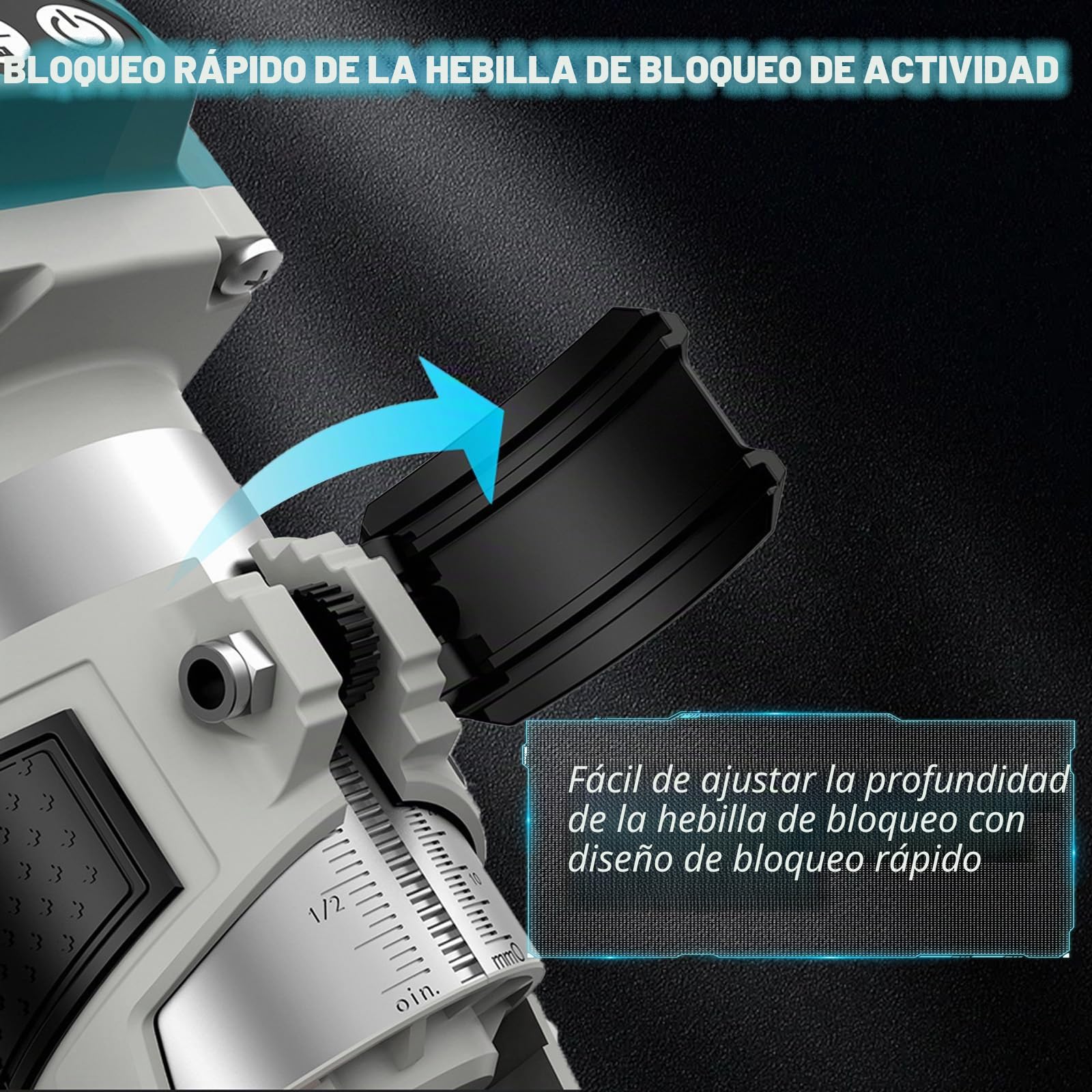 Batería Fresadora de superficie compatible con Makita Batería de 18 V, Cortador de madera sin cepillos de 800 W con 16 piezas de 1/4" Metal duro Conjunto de fresadoras (sin batería y sin cargador)