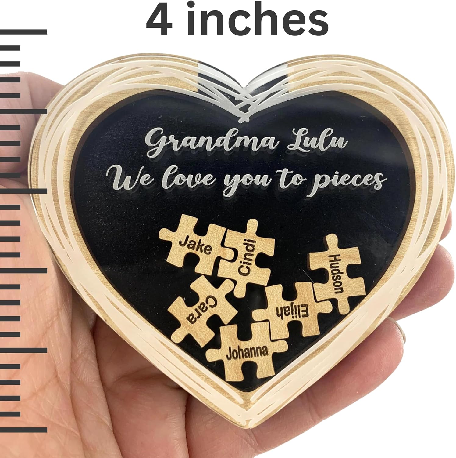 Gift for Grandma Grand Childrens Names on Heart Personalized Puzzle Gift Magnet Gifts with Grandchildren's Names Customized Family Hearts Gifts for Memaw, Nana, Mom or Grandpa