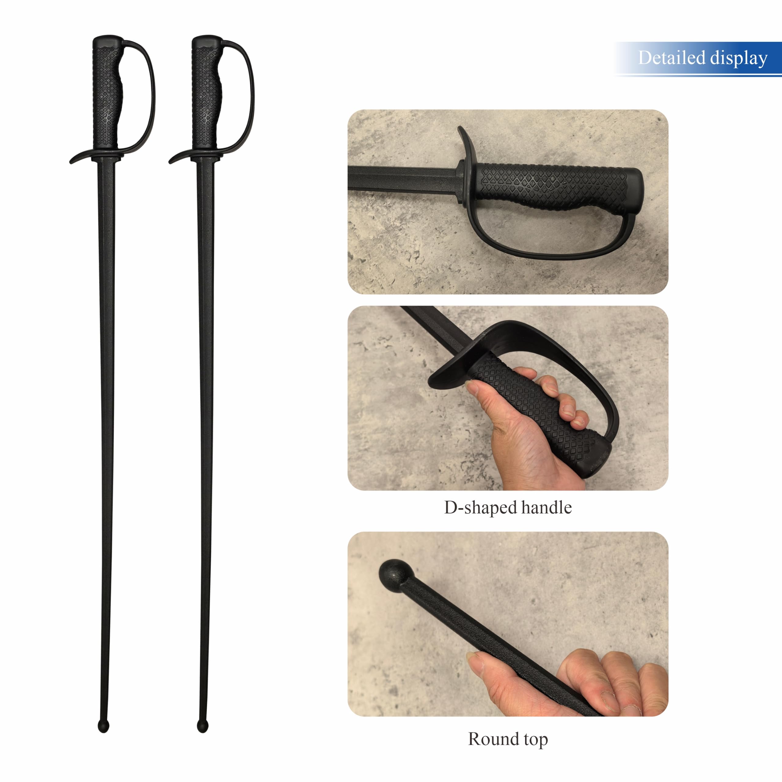 2 espadas largas de polipropileno de alta dureza, estilo europeo, prácticas, cosplay, de 38.5 pulgadas de largo