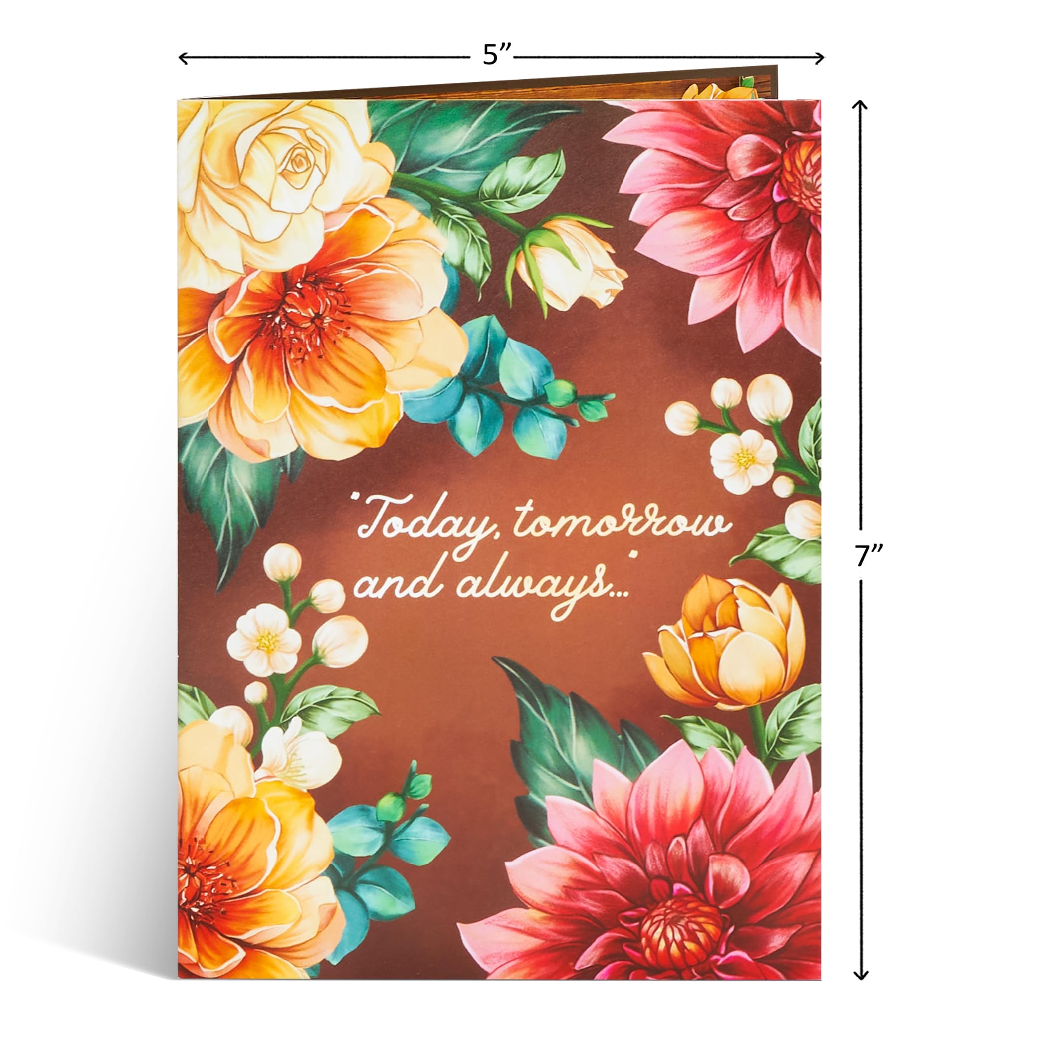 POPWOW Tarjeta desplegable floral Thinking Of You, flores rústicas, tarjetas 3D, regalos para cumpleaños, aniversario, día de San Valentín, mamá, esposa, ella, 5 x 7 pulgadas, incluye sobre y nota de