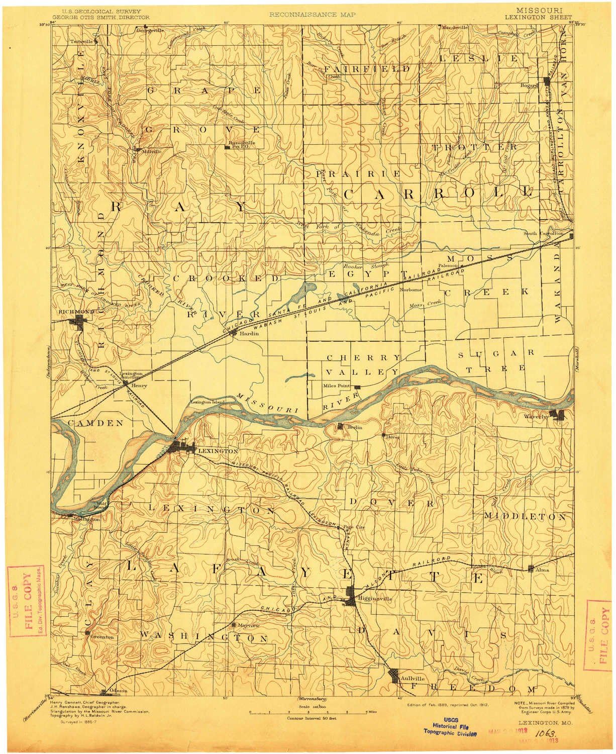YellowMaps Lexington MO topo map, 1125000 Scale, 30 X 30