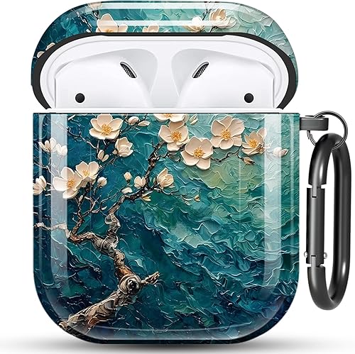 Funda para AirPods para Aidpod 21, a prueba de golpes, con llavero para Apple AirPods de 2 generación (almendra)