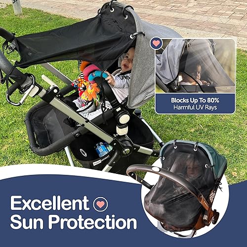 Miniatura 2 de Parasol para cochecito Cubierta universal de protección UV para cochecitos con transparente, bloqueador solar con clip, protector solar para bebé,