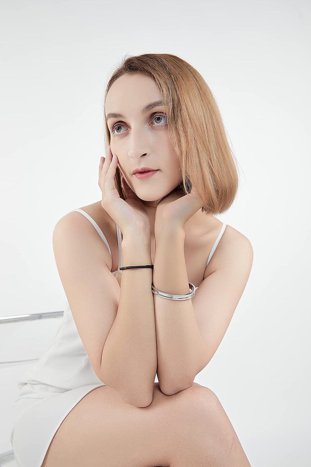 Zuo Bao Hair Tie Bracelet Stainless Steel Grooved Cuff Bangle for Women Girls - Image 7