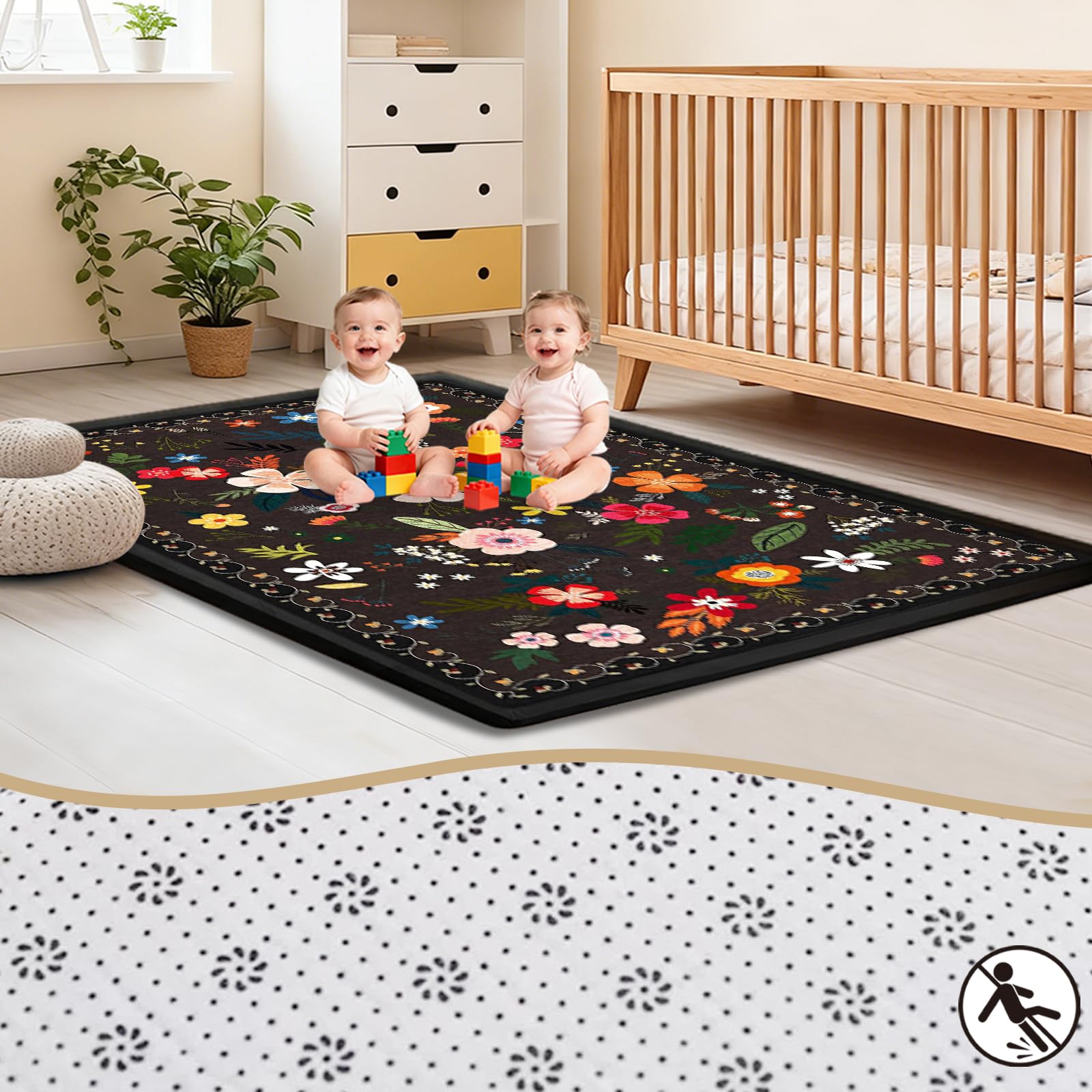 Spielmatte Baby/Krabbelmatte Baby, Teppich für Kinderzimmer mit hochwertigem Memory-Schaum, 2 cm Dick Krabbelmatte Baby, Krabbeldecke, Tatami Matte 120 x 120cm