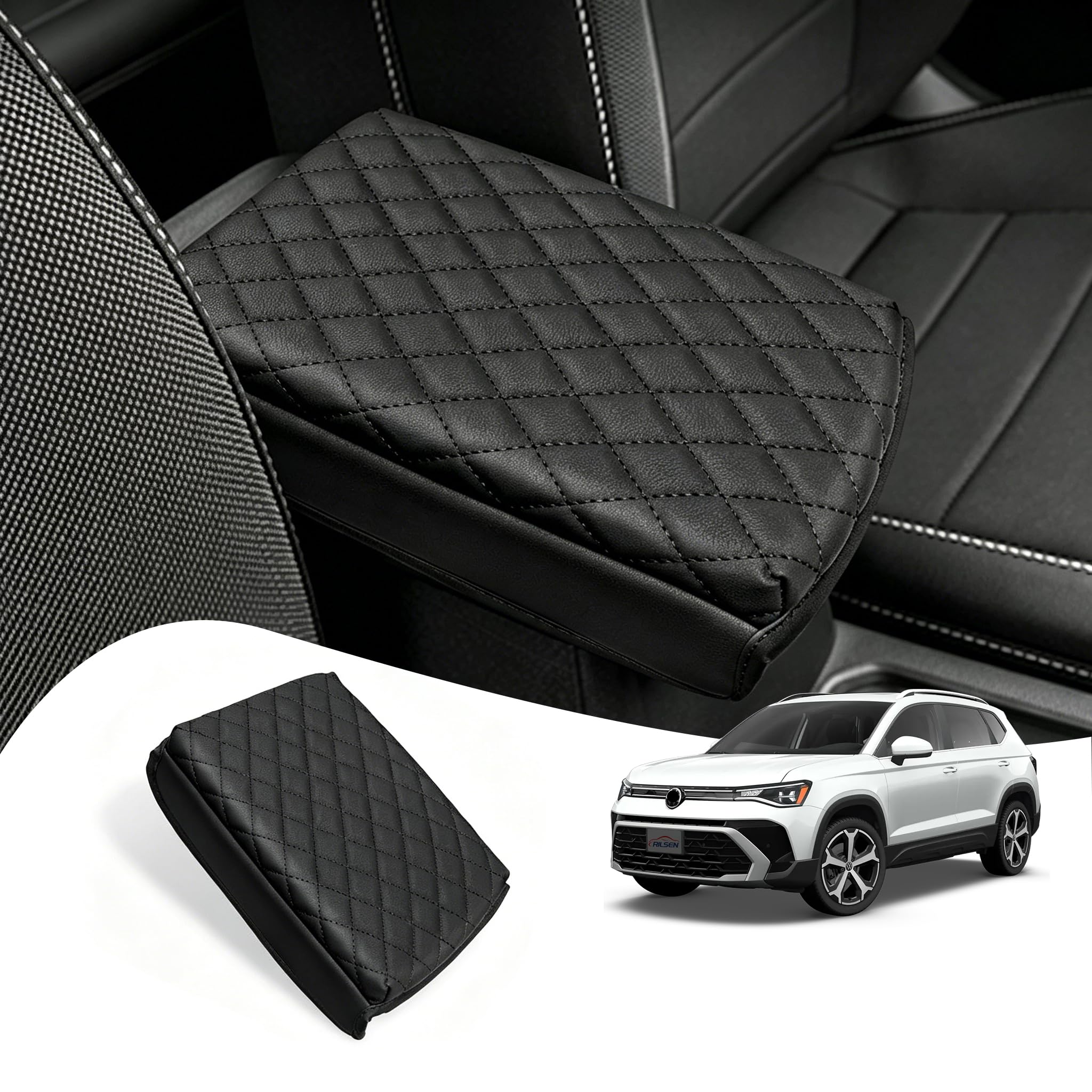 Car Center Console Cover for Volkswagen Taos (S, SE, SEL) 2022 2023 2024 2025 2026 Armrest Cover Center Console Pad Interior Accessories Car Armrest Seat Box Cover Protector