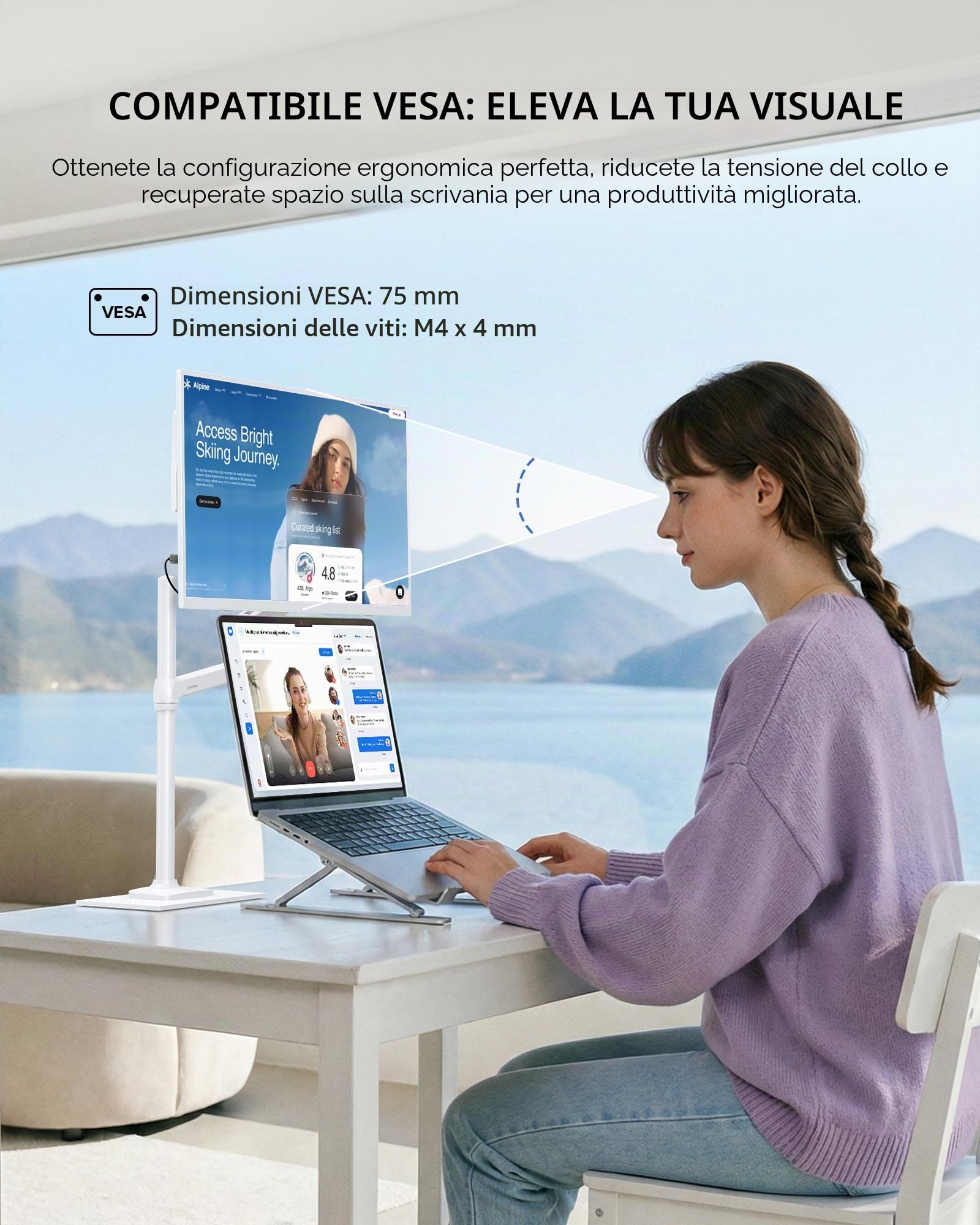 UPERFECT Monitor Portatile 15,6" 125% sRGB Schermo Esterno Bianco con Custodia, 2000:1 Contrasto FHD 1080P HDR Eyecare, Stand Regolabile 180° Integrato & VESA, Monitor Secondario per Laptop PC Mac