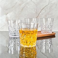 Lilys Home Unbreakable Premium Drinking Glasses Set of 4 Plastic Cups Reusable Drinkware Tumblers Water Cups Shatterproof Stackable