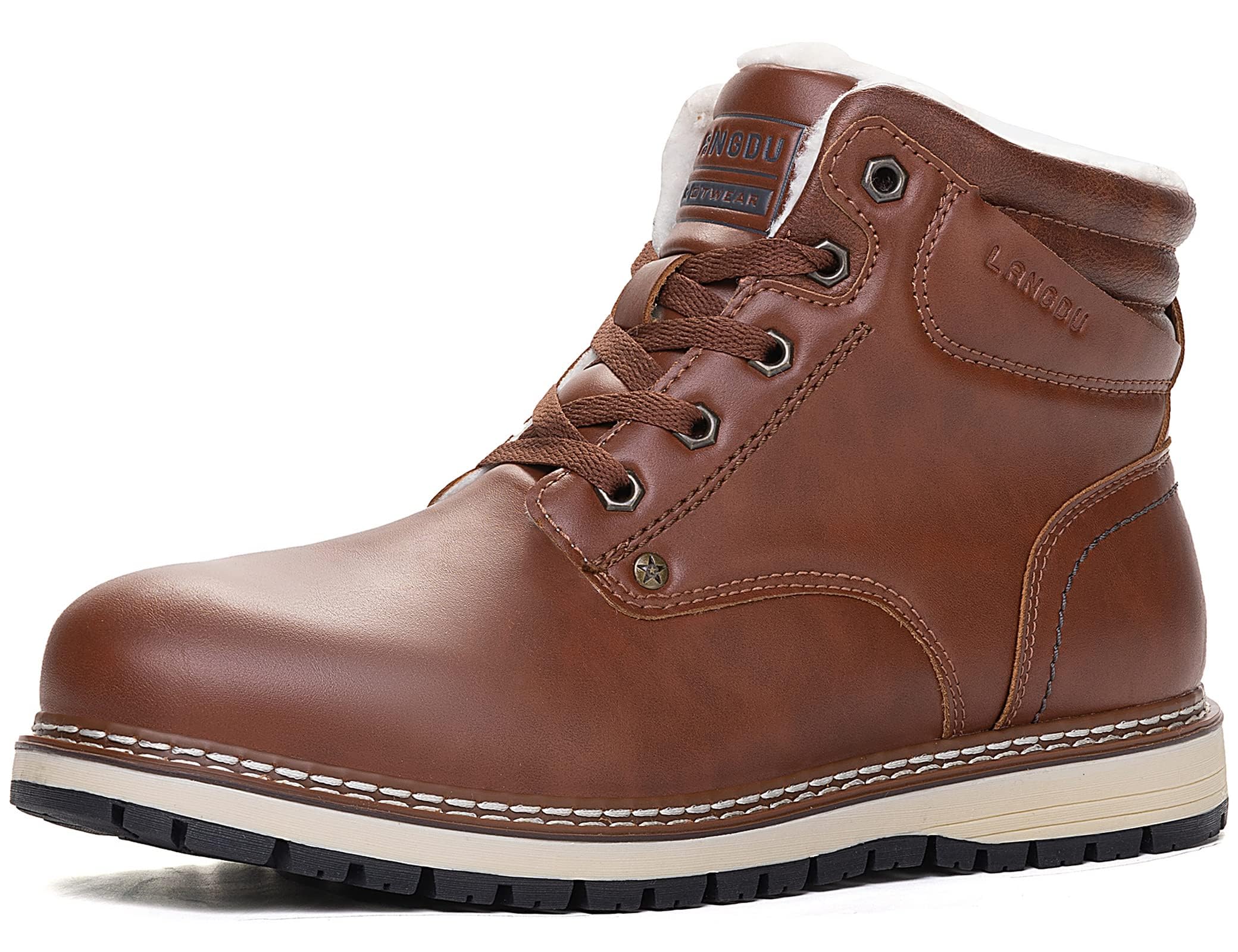 LANGDU Stivali Uomo Invernali Scarpe Inverno Scarponi Stivaletti Trekking Neve Caldo Fodera Passeggio Scarponcini Taglia 41-46EU