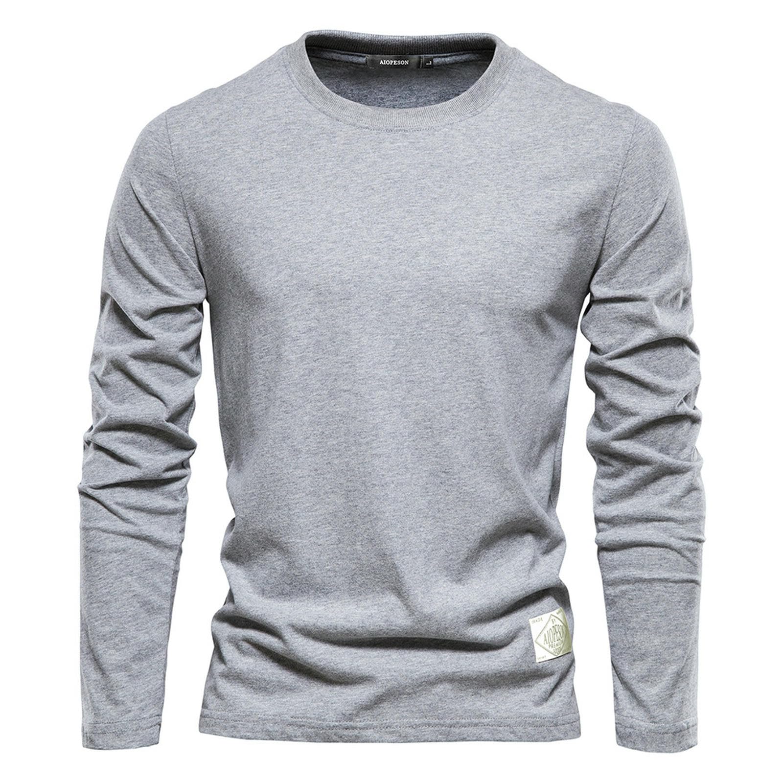 Męski T-shirt z długim rękawem T-shirty męskie, okrągły dekolt, długie koszule basi-ciemnoszary-s