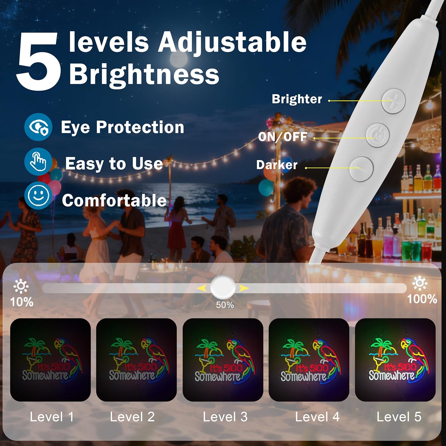 Its 5 00 O'clock Some Where Neon Sign for It's Five Oclock Somewhere Sign Wall Decor LED Bar Beer Neon Light. - Image 3