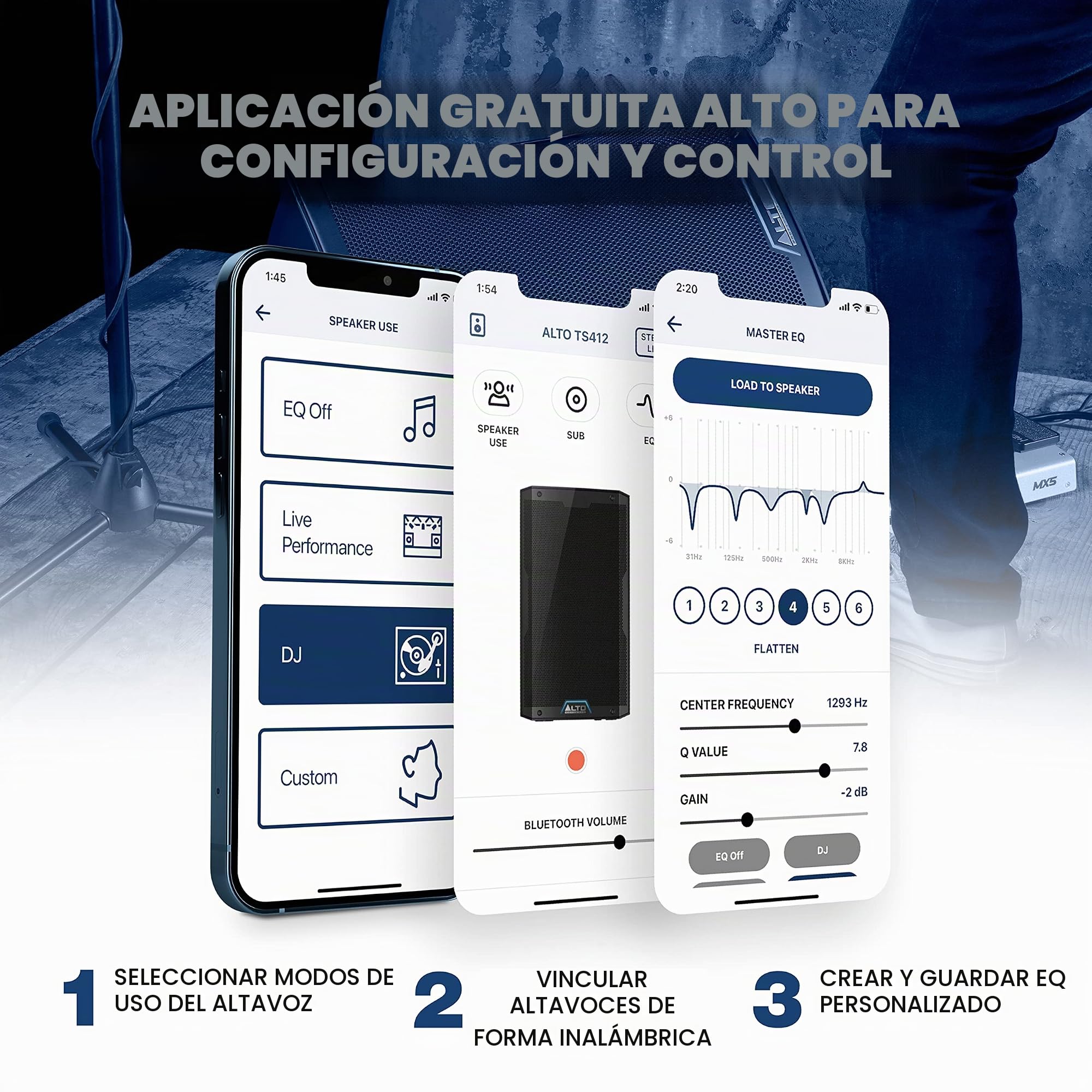 Alto Professional TS412 Altavoz PA Activo de 2500W 12" con Mezclador de 3 Canales, Streaming Bluetoo & Audibax Neo 131 - Soporte Profesional para Altavoces - Trípode para Altavoces -Trípode Extensible