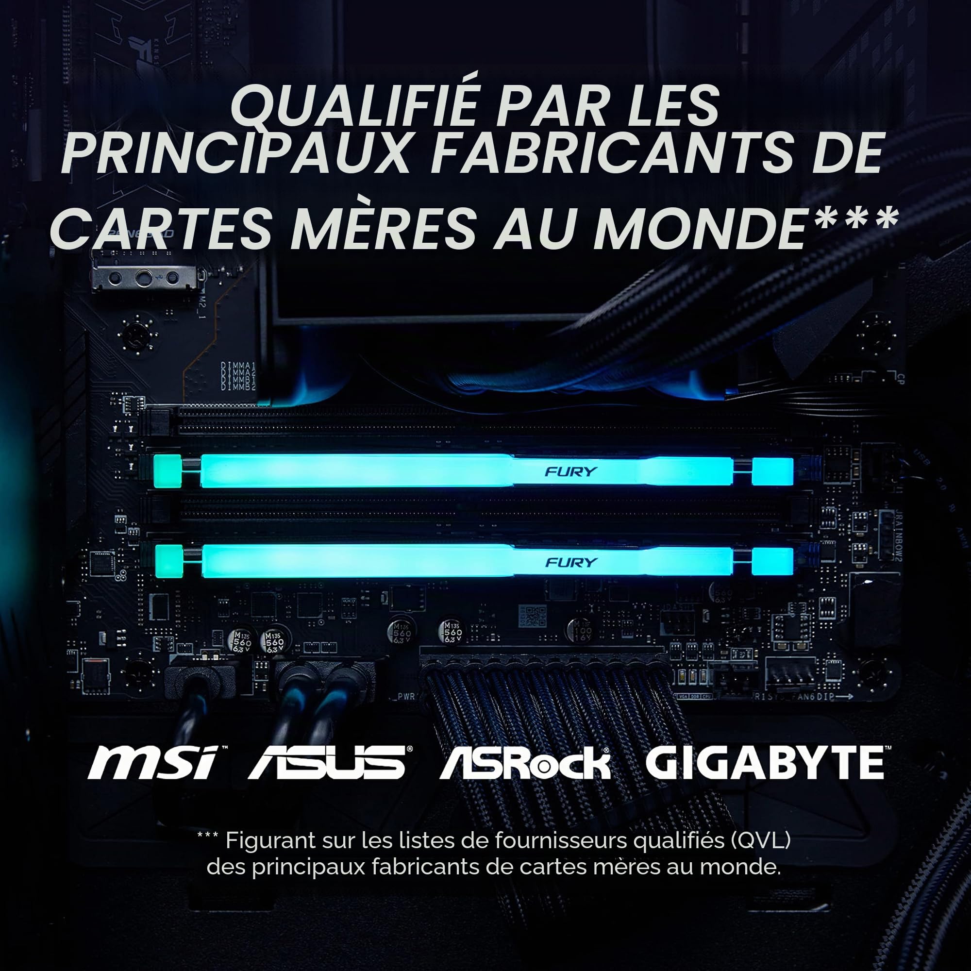 Kingston FURY Beast Noir RGB 32Go (2x16Go) 5600MT/s DDR5 CL40 DIMM Mémoire pour PC de Gamer Kit de 2 Intel XMP - KF556C40BBAK2-32