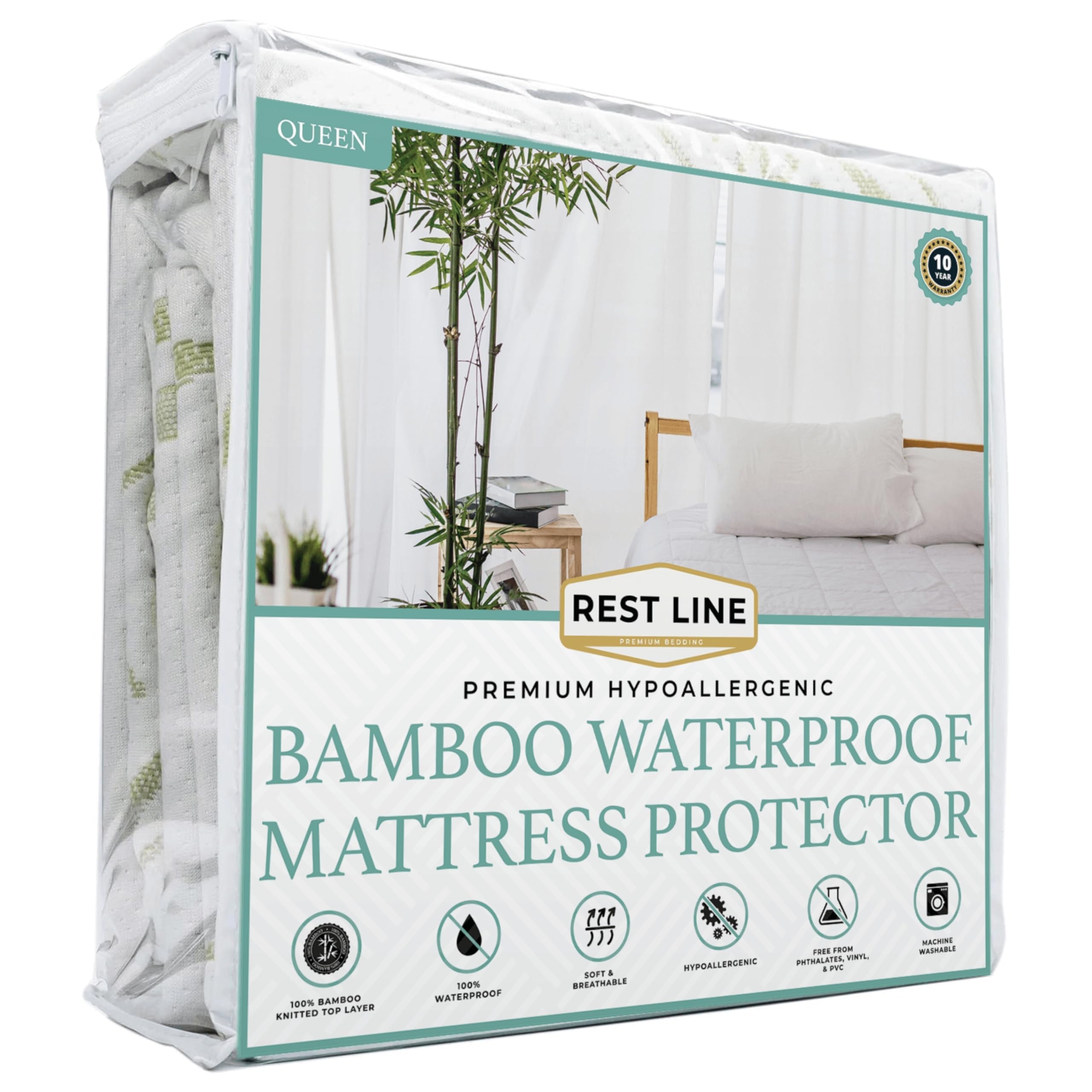 Queen Size 60x80 Premium Bamboo Waterproof Mattress Protector 100 Viscose from Bamboo Hypoallergenic Cooling Mattress Pad Cover Soft