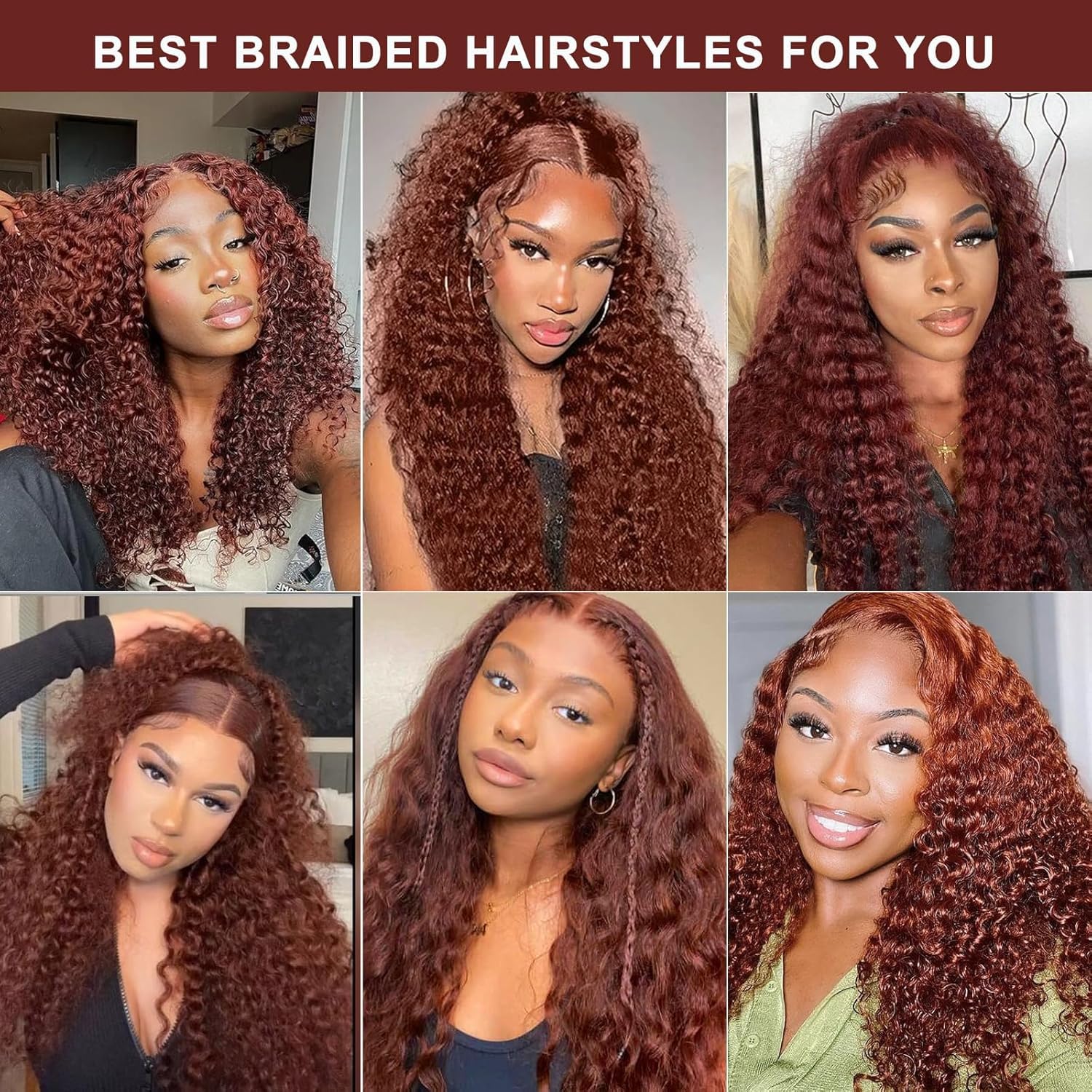 Tuheerst #33 Reddish Brown Color Boho Braiding Human Hair 32 32 Inch Deep Wave 50g/Bundle Total 100g Unprocessed Knotless Braids Human Hair Extension For Women - Image 2