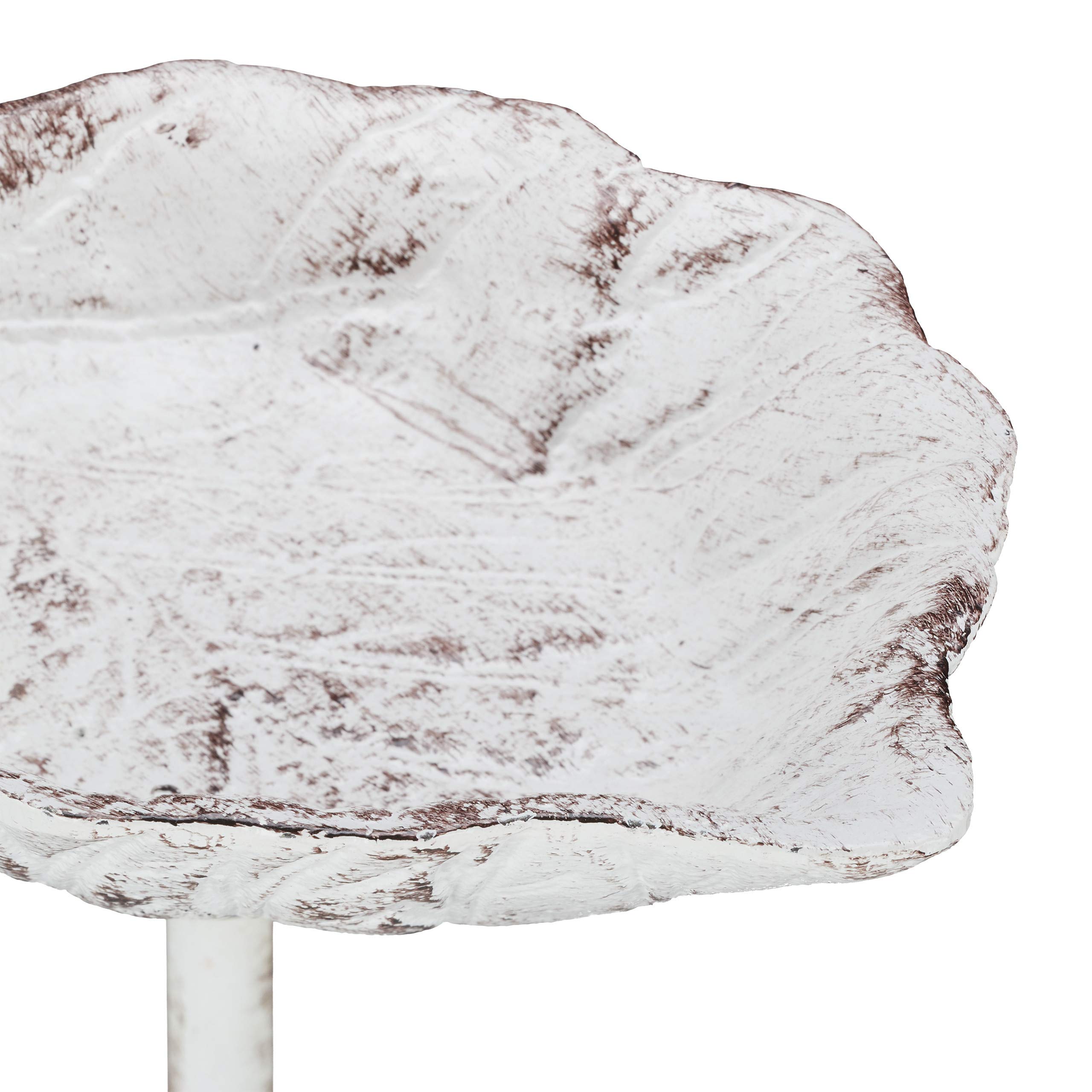 relaxdays Abreuvoir pour Oiseaux en Fonte, avec pic de Terre, Décoration pour Jardin, Mangeoires, 1 m de Hauteur, Blanc